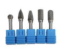 5Pcs Rotary Burrs Set 6mm Shank 10mm Tip Tungsten Carbide Die Grinder Bits for Polishing, Grinding, Engraving, Deburring & Wood/Metal Carving (ACDFG)