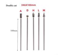 5pcs Rotary Burrs Set with 3mm Shank and Single Cut Solid Carbide Heads for Use in Model Engineering, Deburring, Grinding, and Wood Carving Tasks (double cut)