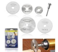 5PCS Rotary Drill Saw Blade Set, HSS Cutting Wheel Saw Blade, Rotary Tool Metal Cutting Disc with 3.2mm Straight Shank Arbor for Metal Cutting