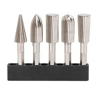 5Pcs Rotary File Set 1/4in Hex Shank Double Cut Metal Grinder Drill Bit Kit for Carving and Polishing