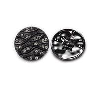 5Pcs Round Button Metal Shank Button Rhinestone Round Button, Black, 25mm