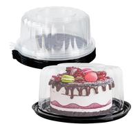 5pcs Round Cake Carriers for Transport Plastic Disposable Cake Containers Carriers with Dome Lids and Cake Boards Clear Bundt Cake Boxes (10inch)