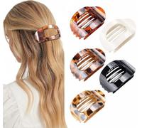 5Pcs Round Flat Hair Clips For Women - Strong Hold Down Claw Clips Hair Clips Crocodile Clips