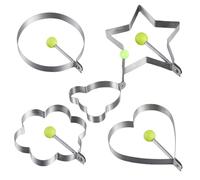 5pcs Round Heart Flower Star Multi-function Stainless Steel Egg Shape and Shape for Creative Cooking