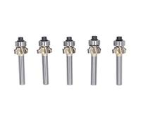 5Pcs Round Over Bit Set, 1/4 Shank 4 Flute Corner Edging Router Bits, Woodworking Chamfering Tools with Carbide Material for MDF Hardwood Cork Particleboard, Treatment Groovin