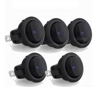 5pcs Round Rocker Switch 12V 20A Blue LED On/Off