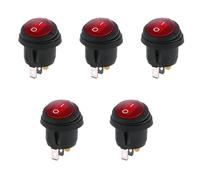 5Pcs Round Shape Rocker Switch KCD1 ON/OFF 3Pin 6A 250VAC/10A 125VAC Electrical Equipment With Lighting Power(Red 3pin 2 gear,220V-250V_5 PCS)