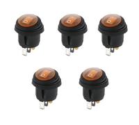 5Pcs Round Shape Rocker Switch KCD1 ON/OFF 3Pin 6A 250VAC/10A 125VAC Electrical Equipment With Lighting Power(Black 2pin 2gear,12V-24V_5 PCS)