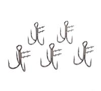 5pcs Round Treble Hooks with Bait Holder Spikes for Shark tooths Fixed Bait | Black Nickel Coated metals Fishing Hooks | 3-Sided Pointed Design for Swift Penetration, (1#)