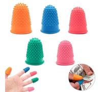5PCS Rubber Finger Thimbles - 5 Sizes & Colors - Reusable Thimble for Finger Protection, Paperwork, Embroidery, Money Counting, Crafts - Durable Rubber Thimbles