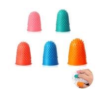 5PCS Rubber Finger Thimbles, Rubber Thimble for Paper, Rubber Finger Covers, Rubber Finger Tips, Rubber Thimbles, for Counting Money Sorting Writing Sorting Sports Games (5 Sizes and Colors)