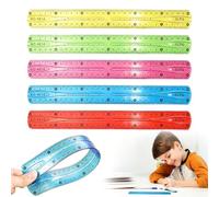 5Pcs Ruler Set, Bendy Plastic Ruler Set, 30cm Flexible Curve Rulers | Unbreakable Measuring with Transparent Colorful，Rounded Edges，geometry sets for School Office Home