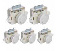 5PCS RV Caravan Boat Lock Camper Car Push Lock Motor Home Cabinet Drawer Latch Button Locks(Big White)