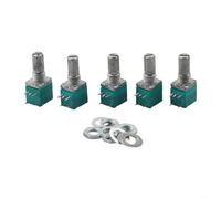 5pcs RV097NS Potentiometer with Switch 5PIN Sealed Variable Resistor B1K-500K Ohm Knurled Shaft for Audio Volume Control Repair(5pin B100K)