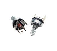 5PCS RV17 5Pin With Switch Carbon Film Potentiometer B1K B2K B5K B10K B20K B50K Flower Shaft Length 15MM Diameter 17MM Bent Foot(2K Ohm)