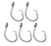 5Pcs Saltwaters Tunas Fishing Hook Stainless Steel Catfishes Circles Hook Heavy Duty Strong Big Game Barbed Fish Sea Fishing Tackle