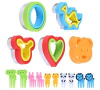 5Pcs Sandwich Cutters for Children Bread Cutter with 20 Fruit Animal Picks, Food Cutters for Kids Shapes Sandwich Sealer Cookie Cutters for Bento Lunch Or Kids’ Party Supplies