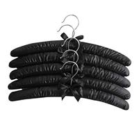 5pcs Satin Padded Hangers,No Bumps Wedding Dress Hangers,for Coat Blouse Sweaters Bride Dress Clothes,Black