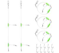 5pcs Sea Pulley Rigs - Single & Double Hooks Sizes 1 2/0 Pre-Tied Flatfish Rigs for Beach Casting, Sole/Whiting/Flounder/Plaice/Bass