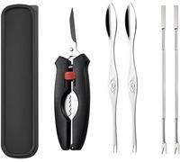 5Pcs Seafood Tools Set,Crab Crackers and Tools,Crab Leg Crackers and Tools Includes, 2 Crab Leg Forks 2 Crab Seafood Needle and 1Seafood Scissors