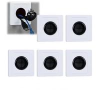 5Pcs Self-Adhesive Cable Entry Cover,Wall Cable Cover for TV Setup,Home Office,White Brush Plate,Brush Wall Plate,Walls Mounted Brush Faceplate,for Covering Outlets and Tidying Cords,86x86mm