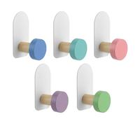 5pcs Self-Adhesive Kids Coat Hooks, Colorful Towel Hooks Multifunctional Cartoon Animal Pattern Wall Hooks, Children's Coat Hooks Sticky for Towel, Clothes,Backpacks and Hats(SIZE:Macaron Round)