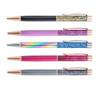5Pcs Sequins Drift Sand Metal Ballpoint Pens Refillable Metal Pens 1.0MM Tip for Writing Note Taking Refillable
