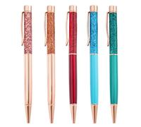 5Pcs Sequins Drift Sand Metal Ballpoint Pens Refillable Metal Pens 1.0MM Tip for Writing Note Taking Refillable