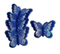 5Pcs Sequins Patch Embroidered Butterfly Iron On Patches for Clothing Badge Sticker Apparel Accessories 9 x 6.5cm-Navy