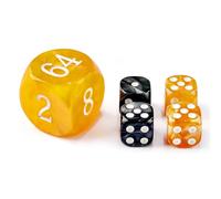 5pcs Set 30MM Backgammon Pearl Dice set - 30MM (1 3/16") Large Backgammon Doubling Cube Plus 4pcs 16MM Dice (Amber/Black Marbleized)