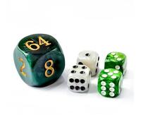 5pcs Set 30MM Backgammon Pearl Dice set - 30MM (1 3/16") Large Backgammon Doubling Cube Plus 4pcs 16MM Dice (Green/White Marbleized)