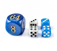 5pcs Set 30MM Backgammon Pearl Dice set - 30MM (1 3/16") Large Backgammon Doubling Cube Plus 4pcs 16MM Dice (Blue/White Marbleized)