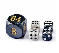 5pcs Set 30MM Backgammon Pearl Dice set - 30MM (1 3/16") Large Backgammon Doubling Cube Plus 4pcs 16MM Dice (Black/White Marbleized)