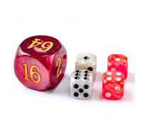 5pcs Set 30MM Backgammon Pearl Dice set - 30MM (1 3/16") Large Backgammon Doubling Cube Plus 4pcs 16MM Dice (Red/White Marbleized)