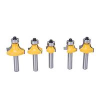 5Pcs Set 8mm Shank Round Over Router Bits Premium Woodworking Round Corner Milling Cutter Tool for MDF Solid Wood Particleboard Plywood Carpenter Tool YG8 Alloy 45# Carbon Steel