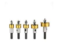 5Pcs Set Hole Saws HSS Core Drill Bit Titanium Coated Wood Metal Cutter Drilling Bits For Power Tools 16 18.5 20 25 30mm(Hole Saw Gold 5pcs)