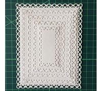 5pcs/Set Lace Rectangle Frame Metal Die Cuts, Christmas Lace Wave Long Square Frame Cutting Dies Cut Stencils for DIY Scrapbooking Album Decorative Embossing Paper Dies Card Making