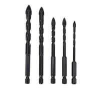 5PCS Set Masonry Drill Bits, Professional Concrete Drill Bits with Cemented Carbide, 1/4 Inch Hex Shank for Glass Ceramics Tiles Wood Marble, Includes Storage Box for DIY and Const (A)