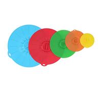5Pcs Set Multifunctional Bowl Lid Food Grade Silicone Vacuum Sealing Cover for Pot Home Kitchen Storage and Outdoor Picnics Blue Red Green Orange Yellow