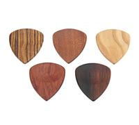 5Pcs Set Wood Guitar Picks with Grooves, Non Slip Design, selfrestraint for Folk Guitars, Ideal for Stage Performing, Includes Olive Wood, Golden Sandalwood, Sapele Wood, Ebony