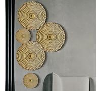 5PCS/Sets Metal Wall Art, Modern Gold Sunburst Hanging Wall Decor, Brass Art for Living Room, Bathroom, Hallway & Office