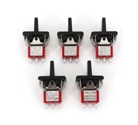 5Pcs SH T80-R Series R8016A-P14 3Pin Momentary MOM-OFF-MOM Self-Return SPDT Rocker and Paddle Switch MQXFCZUX(5Pcs Black)