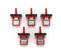 5Pcs SH T80-R Series R8016A-P14 3Pin Momentary MOM-OFF-MOM Self-Return SPDT Rocker and Paddle Switch BIANMTSW(5Pcs Red)