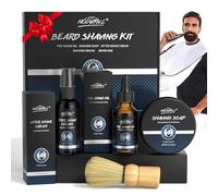 5pcs Shaving Kit for Men Gift Set Includes Shaving Soap Butter Beard Bib Apron Pre Shave Oil After Shave Lotion Cream Shaving Brushes Mens Shave Christmas Birthday Day Fathers Day Stocking Stuffers