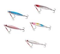 5Pcs Shore Cast Metal Jigs Spoon Sea Fishing Lures Lure Weights Sinking Artificial Baits Tackle Shore Cast Spoon Sea Lures