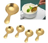 5PCS Short Handle Spoons, Stainless Steel Salt Spoon Solid Salt Condiments Spoon Mini Scoop for Canisters Coffee Tea Sugar Mustard Spoons Honey Teaspoon Candy Scoops(Gold)