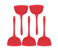 5Pcs Silicone Cooking Spatula Set Heat Resistant Non Slip Ergonomic Handle with Hanging Hole for Flipping Pancakes Eggs Stirring Batter Kitchen Utensils (Red)