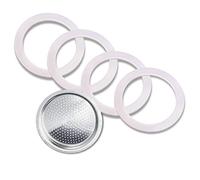 5Pcs Silicone Gasket Seal Ring Replacement Washer and Filters,Replacement Spare Food Grade Silicone (Better Than Rubber) Gasket Seal Ring for Moka Express DAMA Espresso Bialetti Etc (4 Cups)