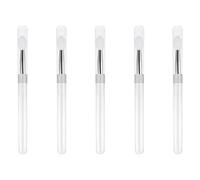 5pcs Silicone Lip Brush with Lid, White Plastic and Silicone