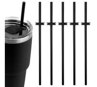 5pcs Silicone Straw for Yeti Rambler 30/20/10oz,Reusable Straws for Yeti Tumbler with Magslider Lid ,Yeti Accessories,Replacement Straws,BPA Free (Black)